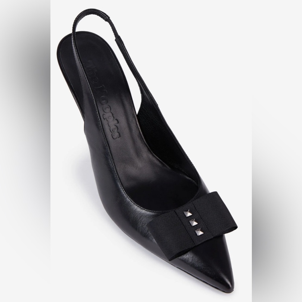 The Kooples Black Leather Pointy Toe Studded Sling Back Sz 40 NIB SIZE 9 - Picture 11 of 13